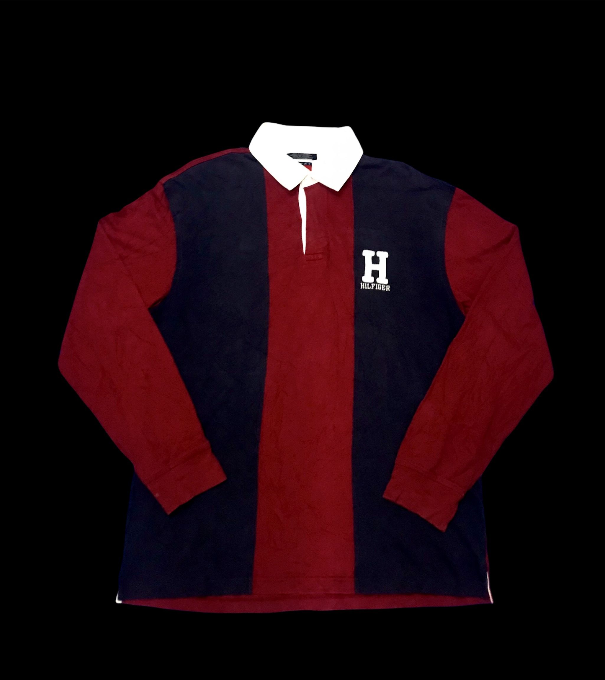 Designer × Tommy Hilfiger VINTAGE RARE 90S TOMMY HILFIGER BIG FLAG COLLAR SHIRT Size US XL / EU 56 / 4 - 2 Thumbnail