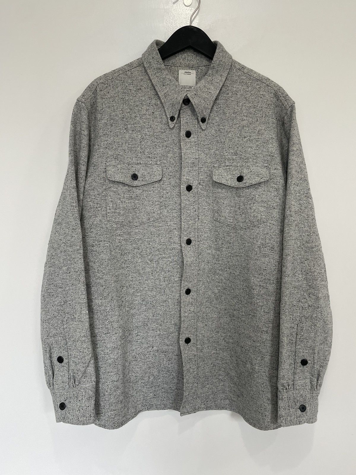 image of Visvim Heavy Silk Blend Wally Overshirt in Grey, Men's (Size XL)