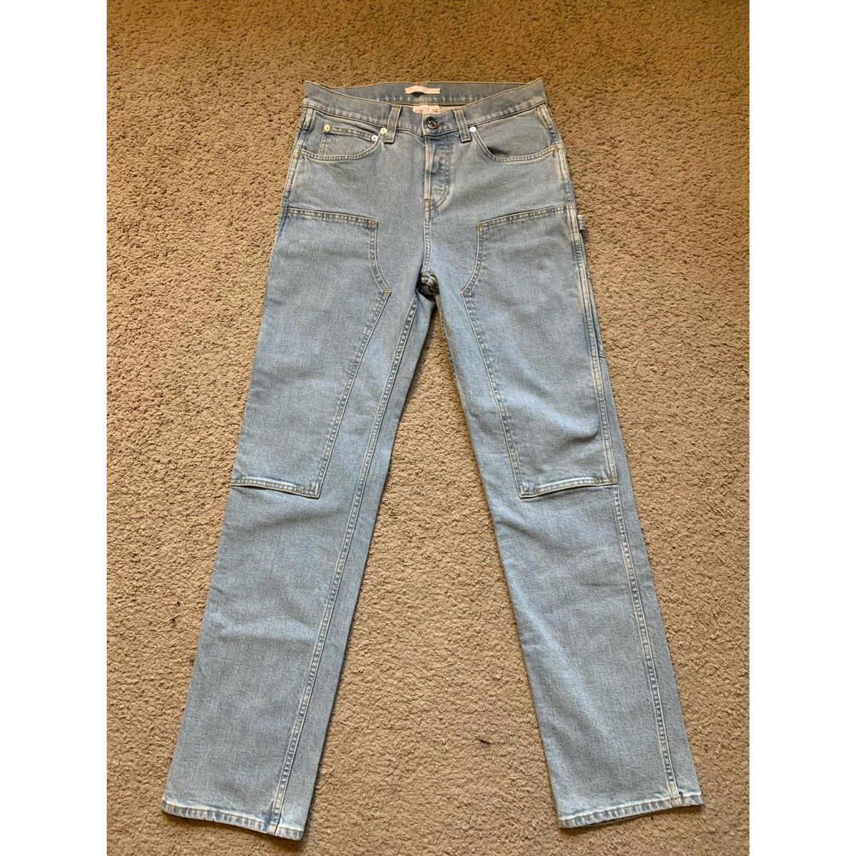 image of Helmut Lang Double Knees Carpenter Vintage Wash Jeans in Vintage Indigo, Men's (Size 30)