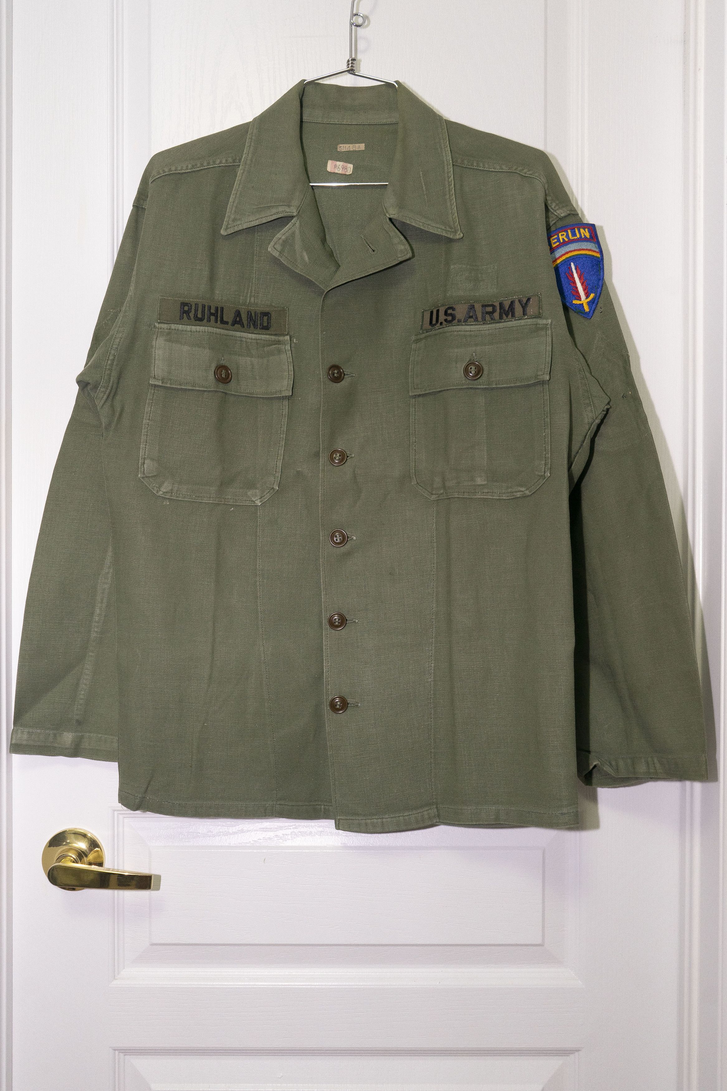 image of Made In USA x Military Berlin Patch U.s. Army Shirt in Military Green, Men's (Size Small)