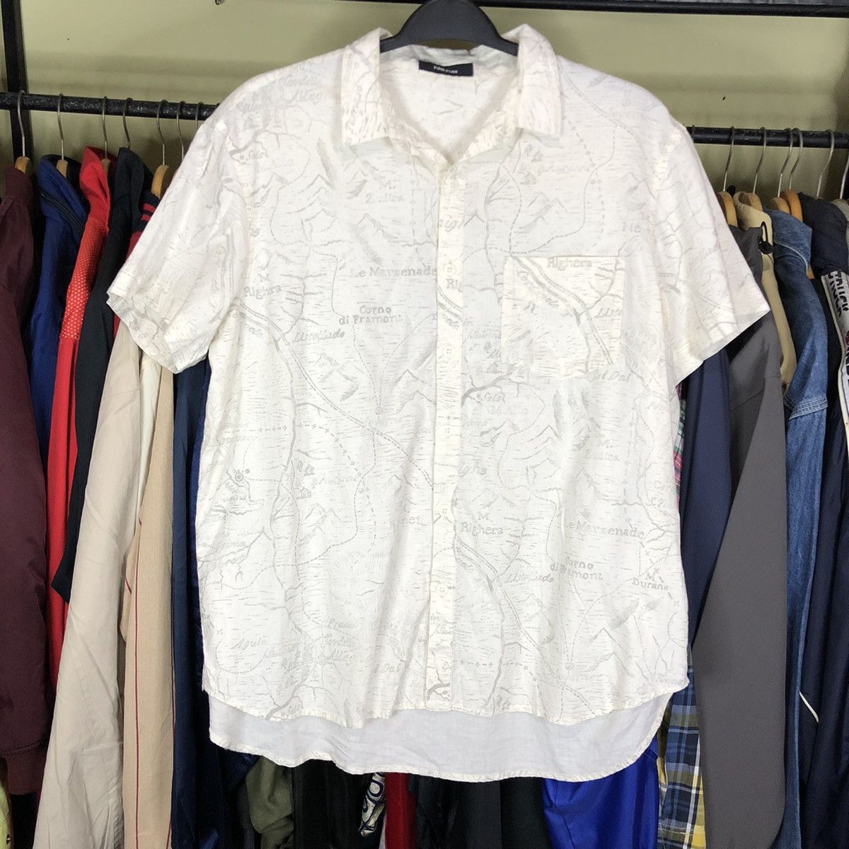 Issey Miyake × Japanese Brand Button Ups Shirt Nenet By Issey Miyake Maps Patern Size US L / EU 52-54 / 3 - 1 Thumbnail