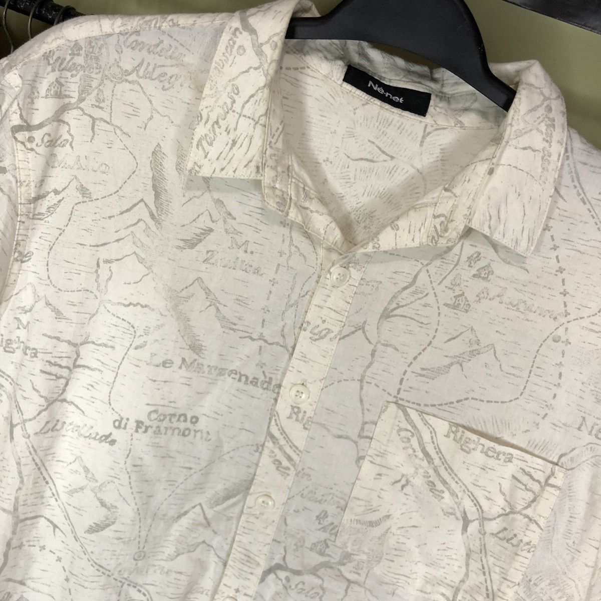 Issey Miyake × Japanese Brand Button Ups Shirt Nenet By Issey Miyake Maps Patern Size US L / EU 52-54 / 3 - 3 Thumbnail