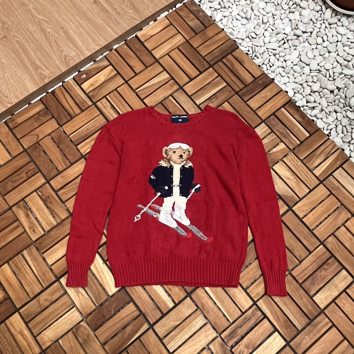 image of 90's Polo Ralph Laurent Polo Bear Ski Sport in Red, Men's (Size Small)