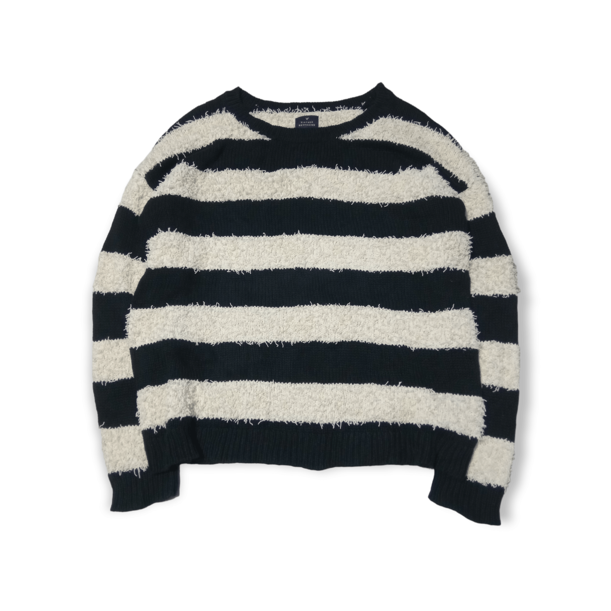 image of If Six Was Nine Oversize Mohair Grunge Knitwear in Black White Stripes, Women's (Size Large)