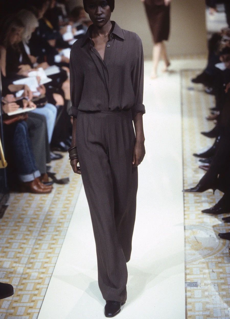 image of S/s 2001 Hermes X Margiela Wide Leg Silk Trouser in Brown, Women's (Size 26)