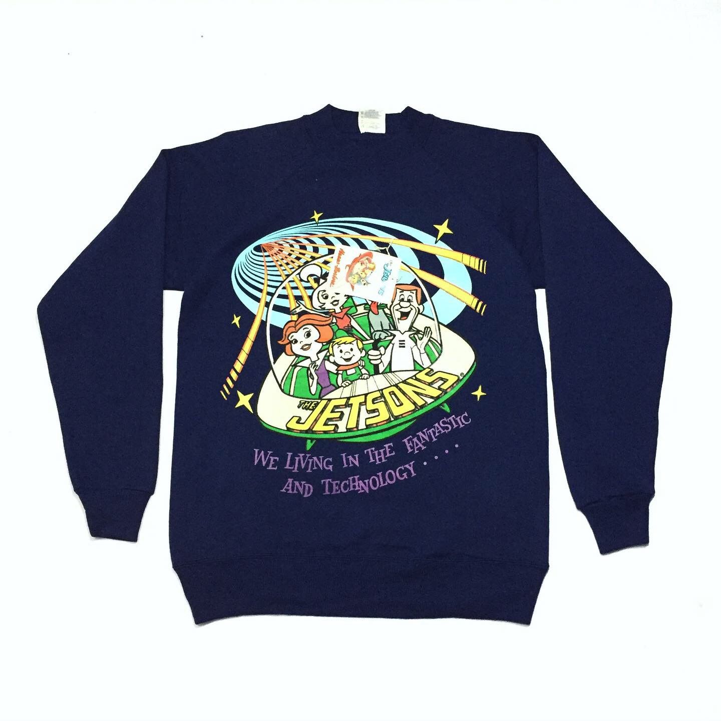 image of Cartoon Network x Hanes Vintage 90's The Jetsons Cartoon Hanna Barbera Sweatshirt in Dark Blue (Siz