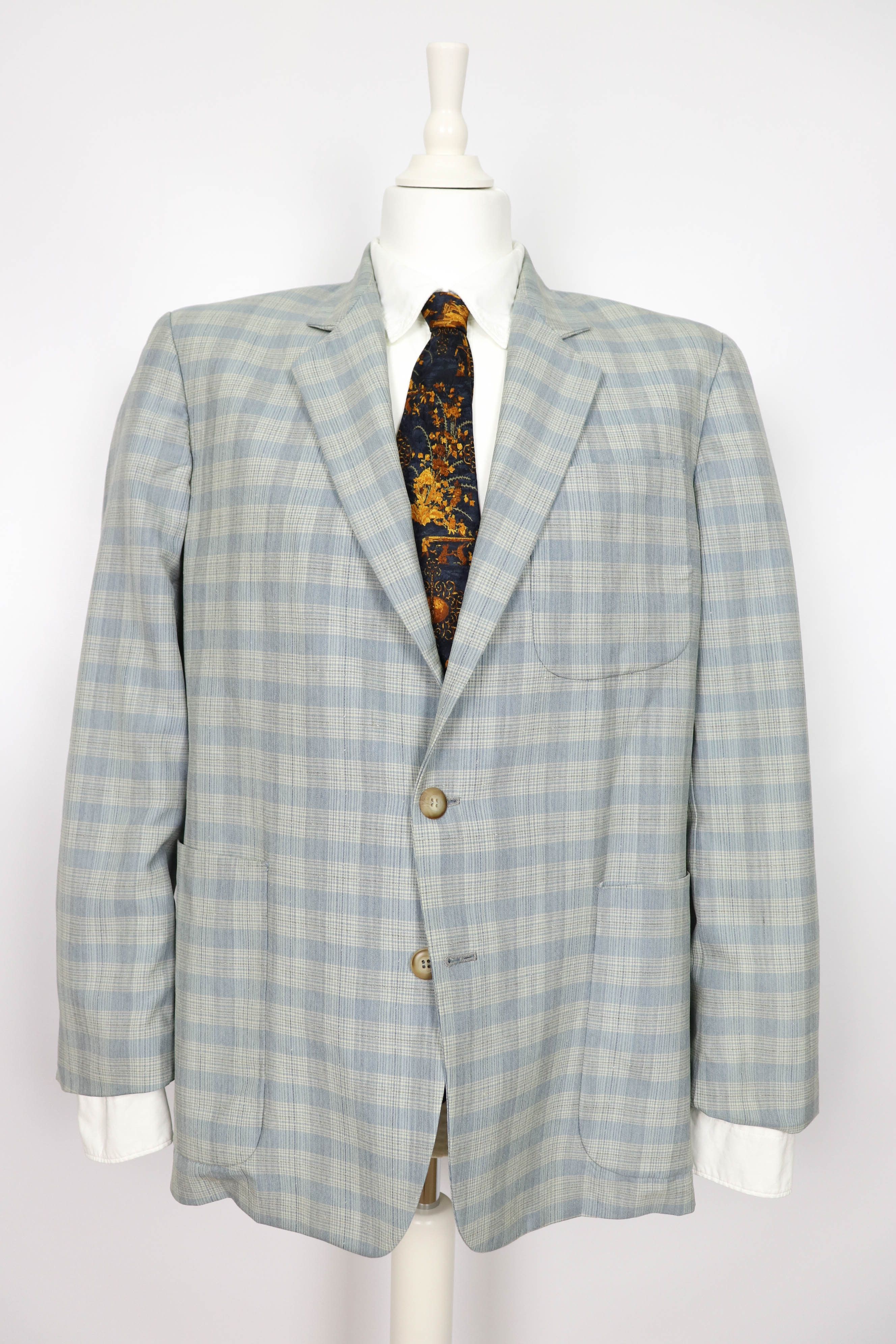 image of C P Company x Massimo Osti C.p. Company Massimo Osti 90’S Vintage Plaid Check Blazer in Gray Plaid 