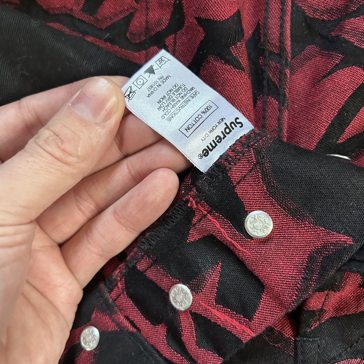 Supreme 2018 WOVEN JACQUARD THORN JEAN DENiM PANTS BLACK RED Size US 32 / EU 48 - 11 Thumbnail