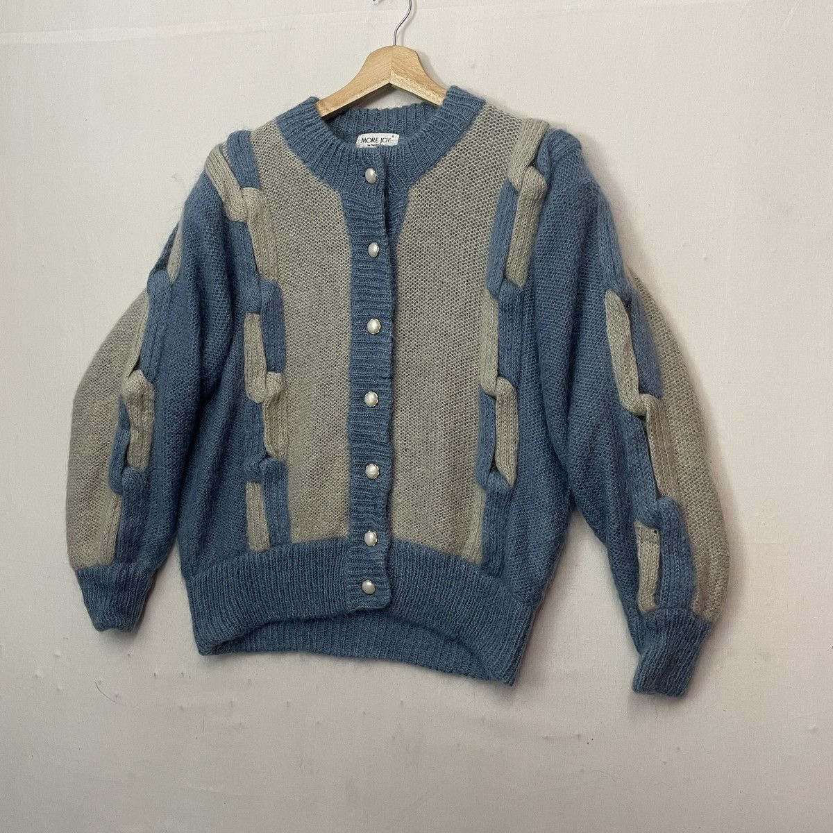 Aran Isles Knitwear RARE🔥 Vtg MORE JOY BY NAIGAI Mohair Wool Buttons Cardigan Size US L / EU 52-54 / 3 - 3 Thumbnail