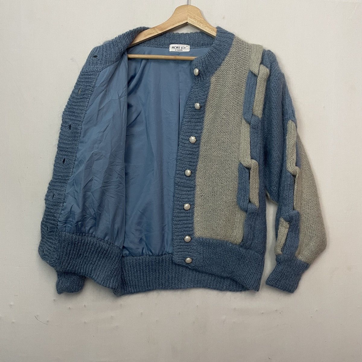 Aran Isles Knitwear RARE🔥 Vtg MORE JOY BY NAIGAI Mohair Wool Buttons Cardigan Size US L / EU 52-54 / 3 - 5 Thumbnail