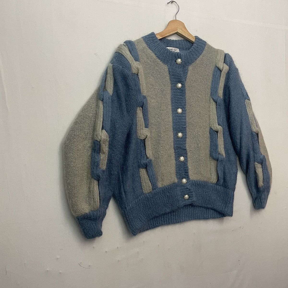 Aran Isles Knitwear RARE🔥 Vtg MORE JOY BY NAIGAI Mohair Wool Buttons Cardigan Size US L / EU 52-54 / 3 - 2 Thumbnail