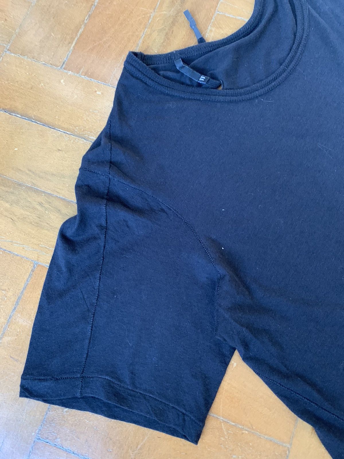 Boris Bidjan Saberi Black longline fine cotton asymmetric cut t-shirt Size US M / EU 48-50 / 2 - 4 Thumbnail
