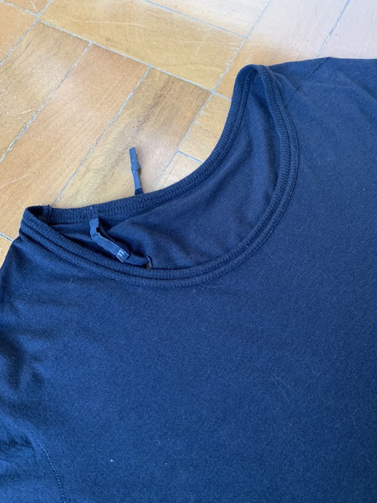 Boris Bidjan Saberi Black longline fine cotton asymmetric cut t-shirt Size US M / EU 48-50 / 2 - 5 Thumbnail