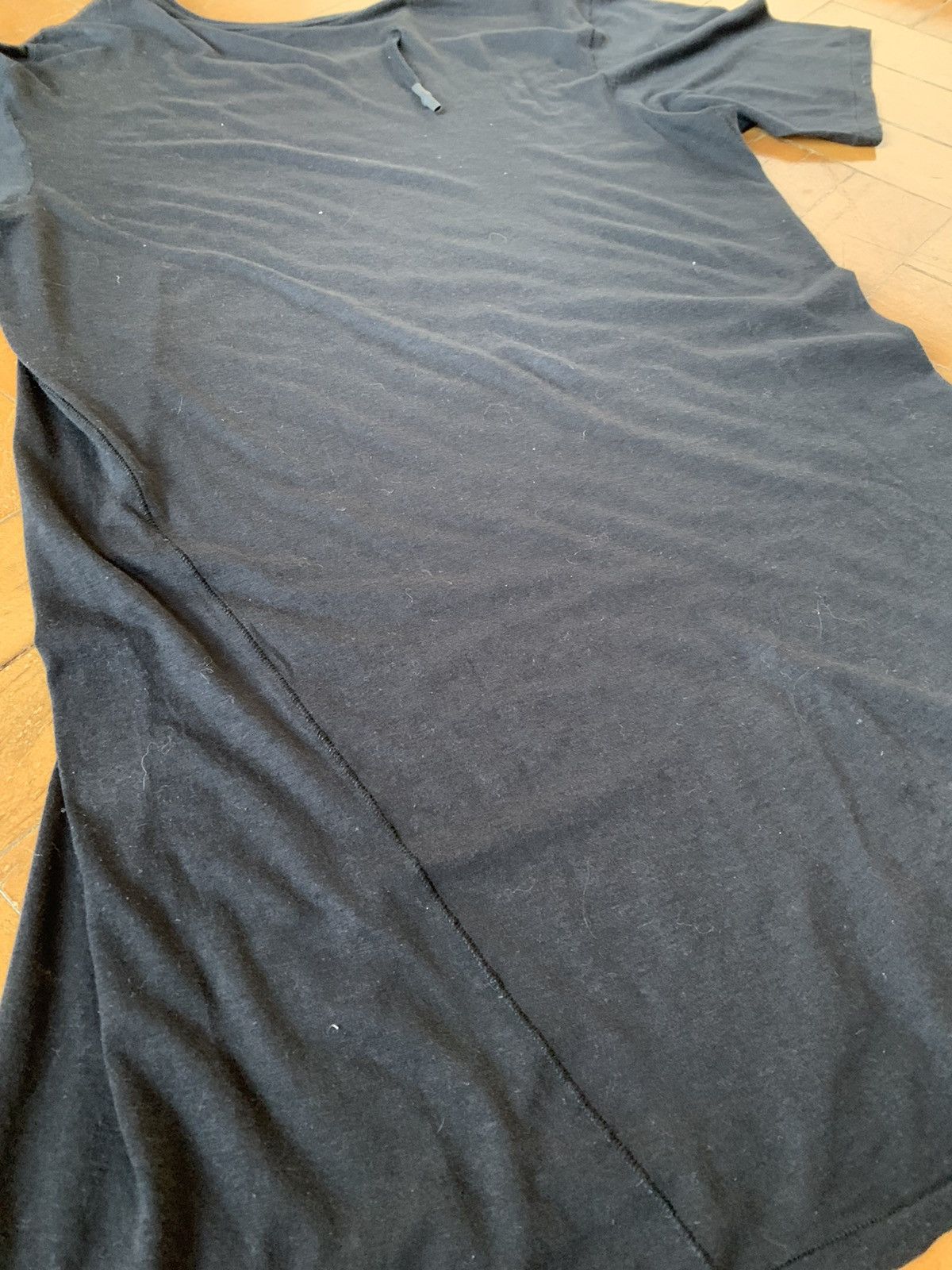 Boris Bidjan Saberi Black longline fine cotton asymmetric cut t-shirt Size US M / EU 48-50 / 2 - 12 Thumbnail