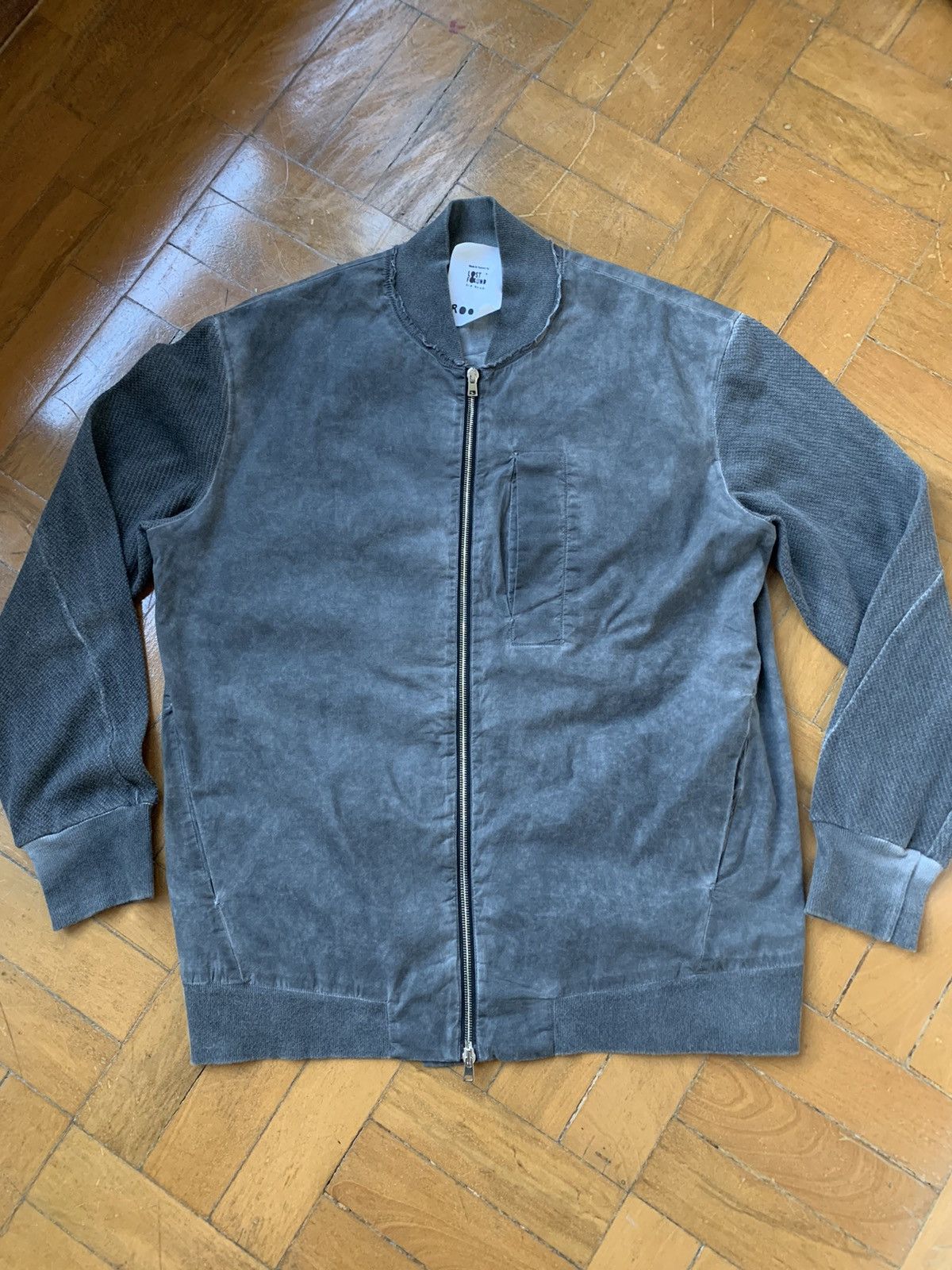 image of Lost Found Ria Dunn New Lost & Found Italian Made Cold Dyed Bomber Jacket in Grey (Size Medium)