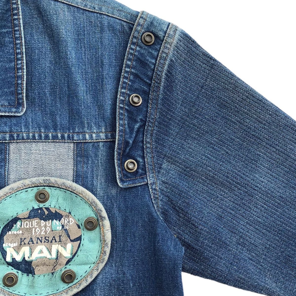 Kansai Yamamoto 🔥RARE🔥Vintage KANSAI MAN Denim Patch Jacket Size US M / EU 48-50 / 2 - 6 Thumbnail