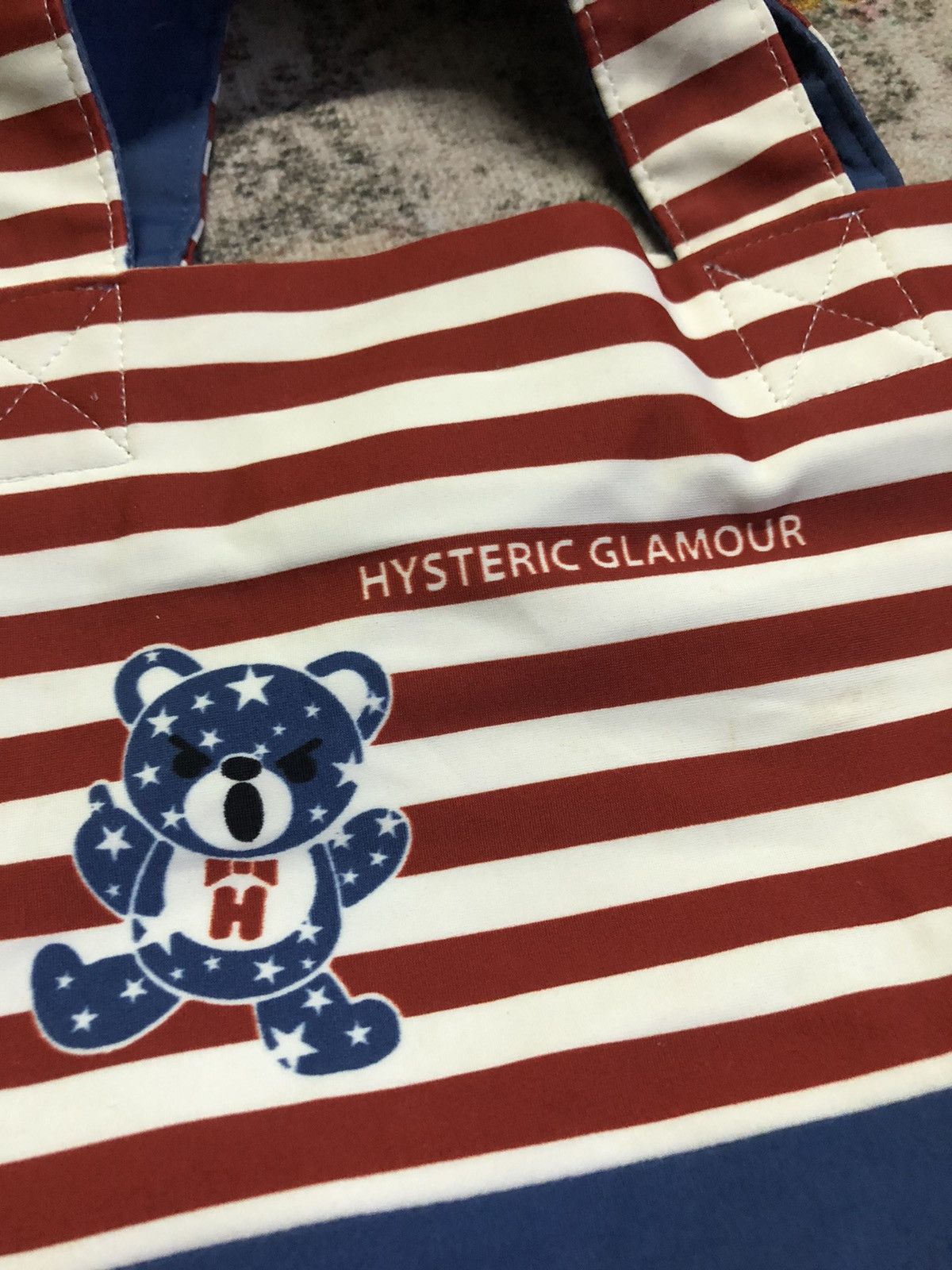 Hysteric Glamour × Japanese Brand × Vintage 🔥Hysteric Glamour Mini Tote Bag Stripe Bear Logo Size ONE SIZE - 2 Thumbnail