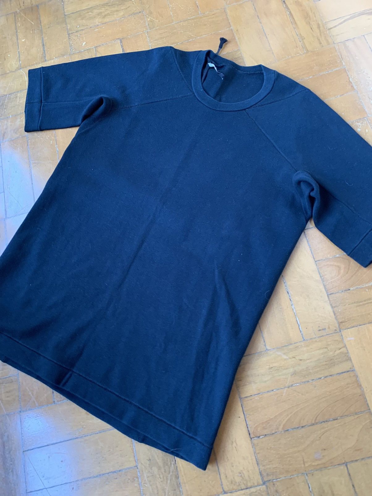 Boris Bidjan Saberi Heavy Black Oversize Long Line Short Sleeve Sweatshirt Size US M / EU 48-50 / 2 - 2 Thumbnail