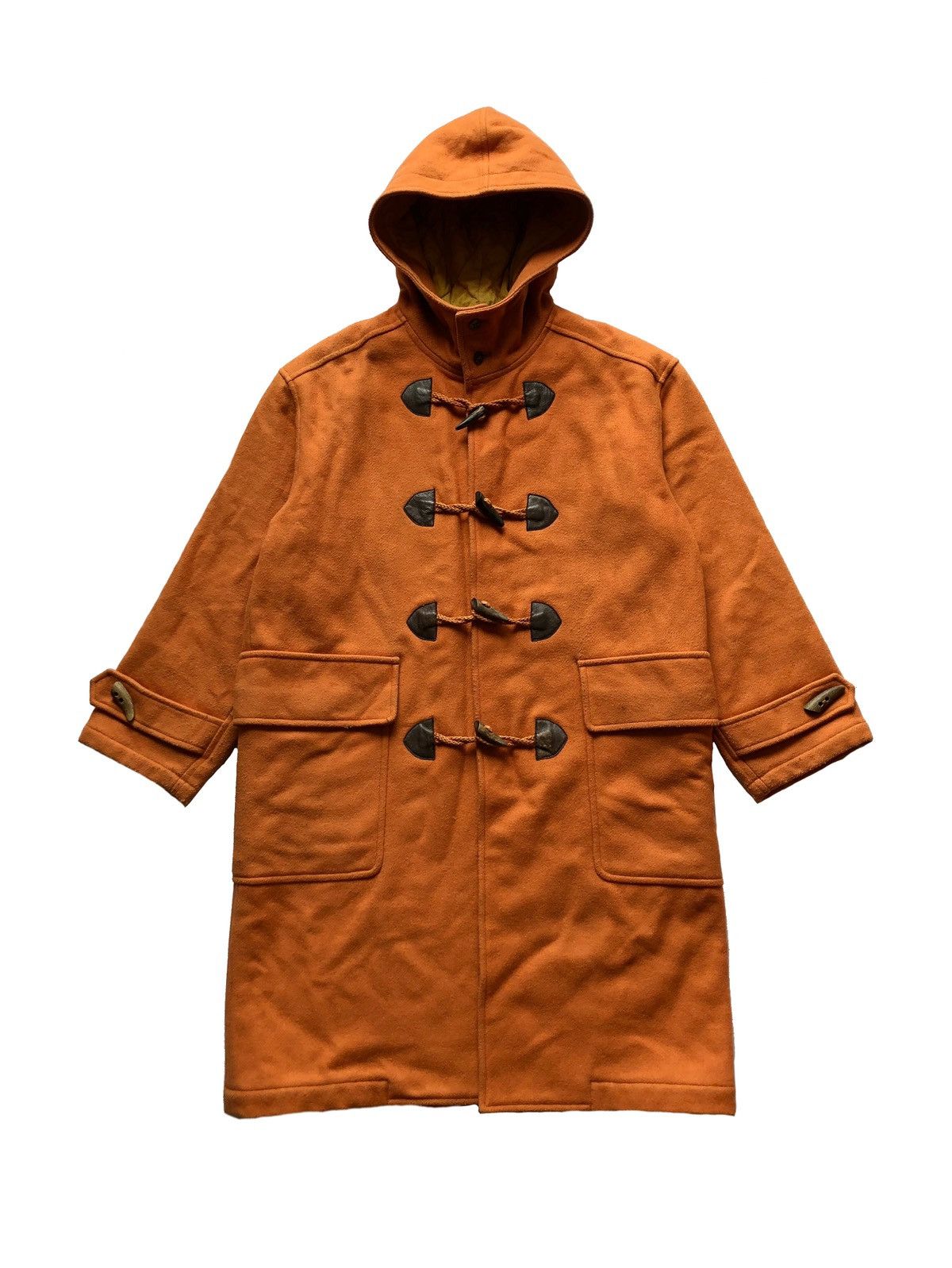 image of Issey Miyake x Tsumori Chisato 1990S Issey Sport Heavy Wool Hooded Duffle Coat in Orange (Size Medi