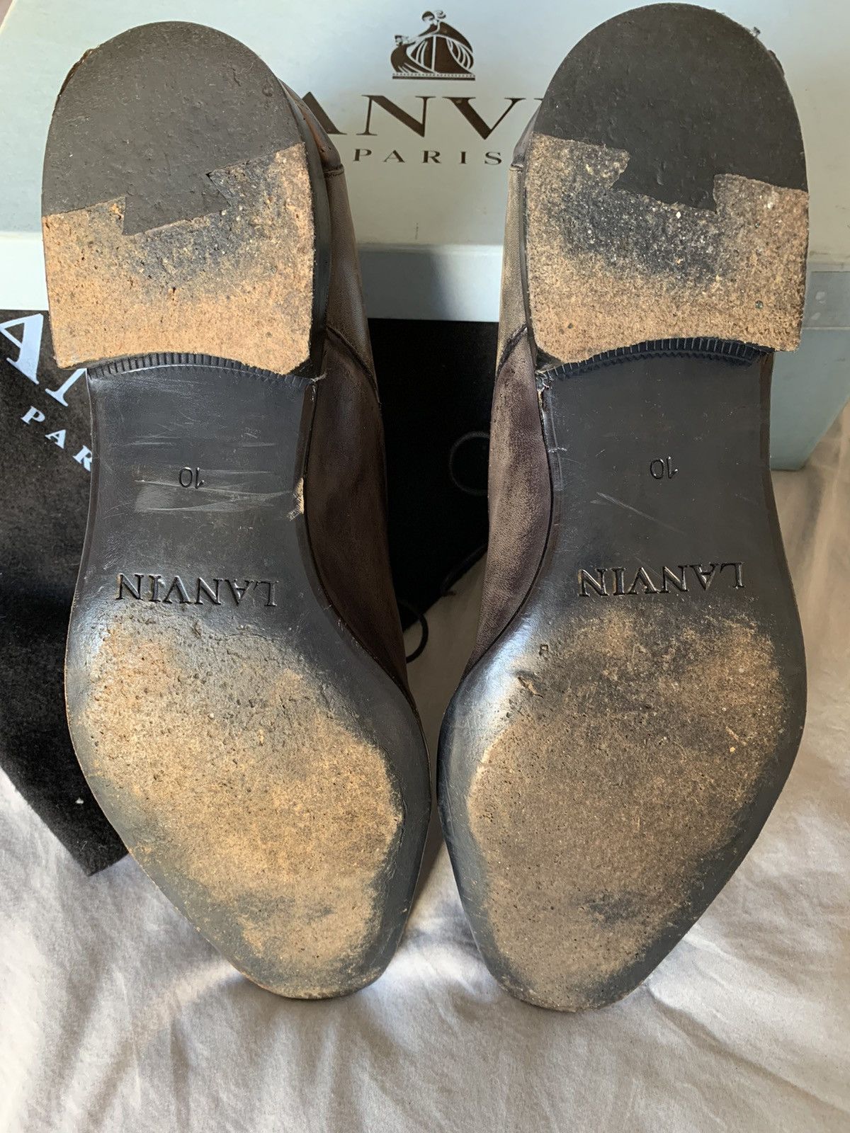 Lanvin $800 Italian made full leather Distressed brush wash shoes Size US 11 / EU 44 - 14 Thumbnail