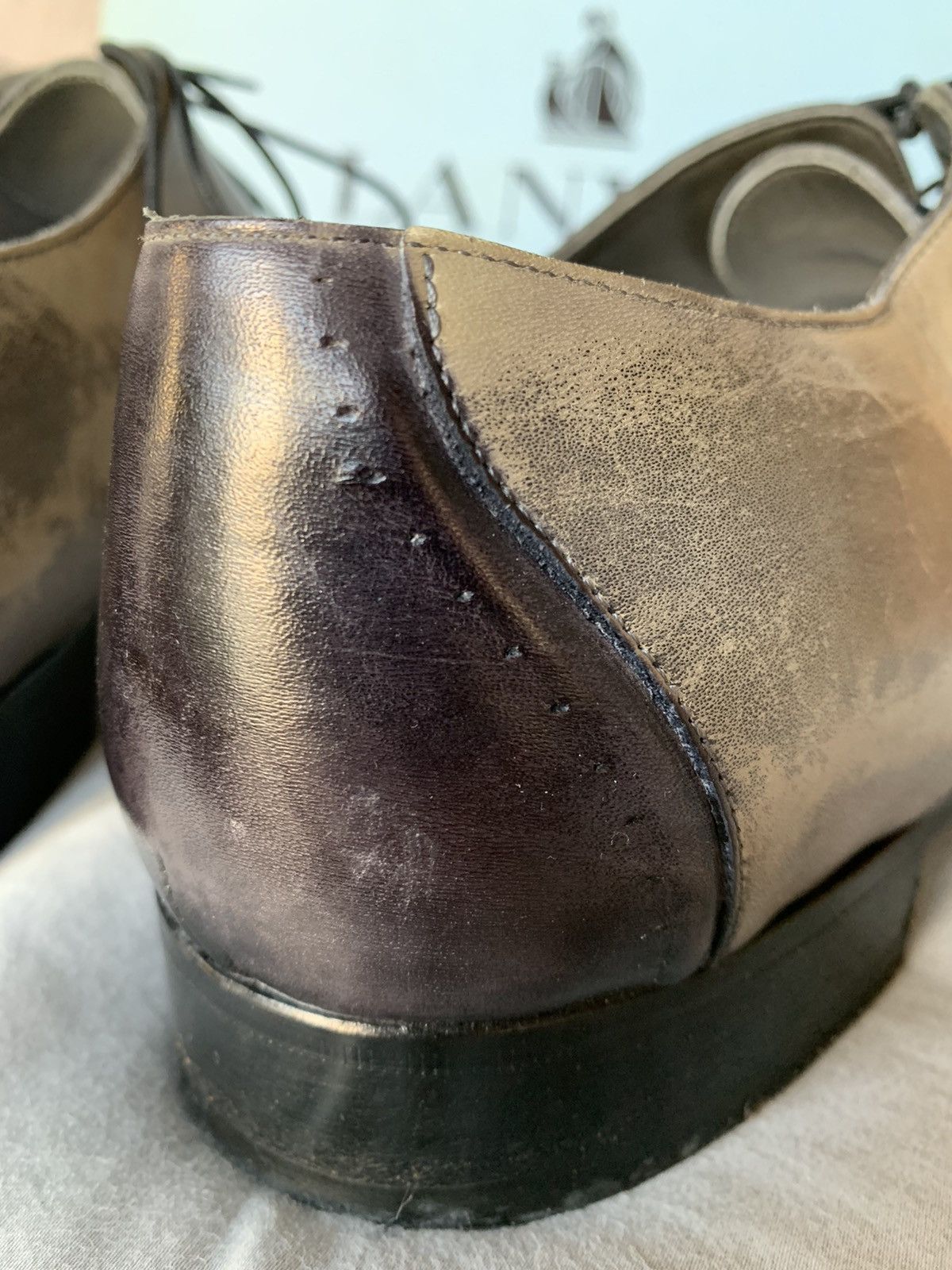 Lanvin $800 Italian made full leather Distressed brush wash shoes Size US 11 / EU 44 - 7 Thumbnail