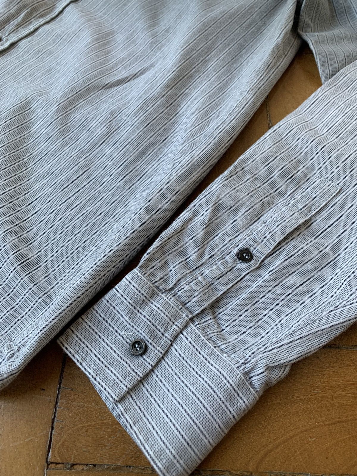 Alexander McQueen McQueen Italian Made Striped Gradient Brushed Cotton Shirt Size US M / EU 48-50 / 2 - 7 Thumbnail