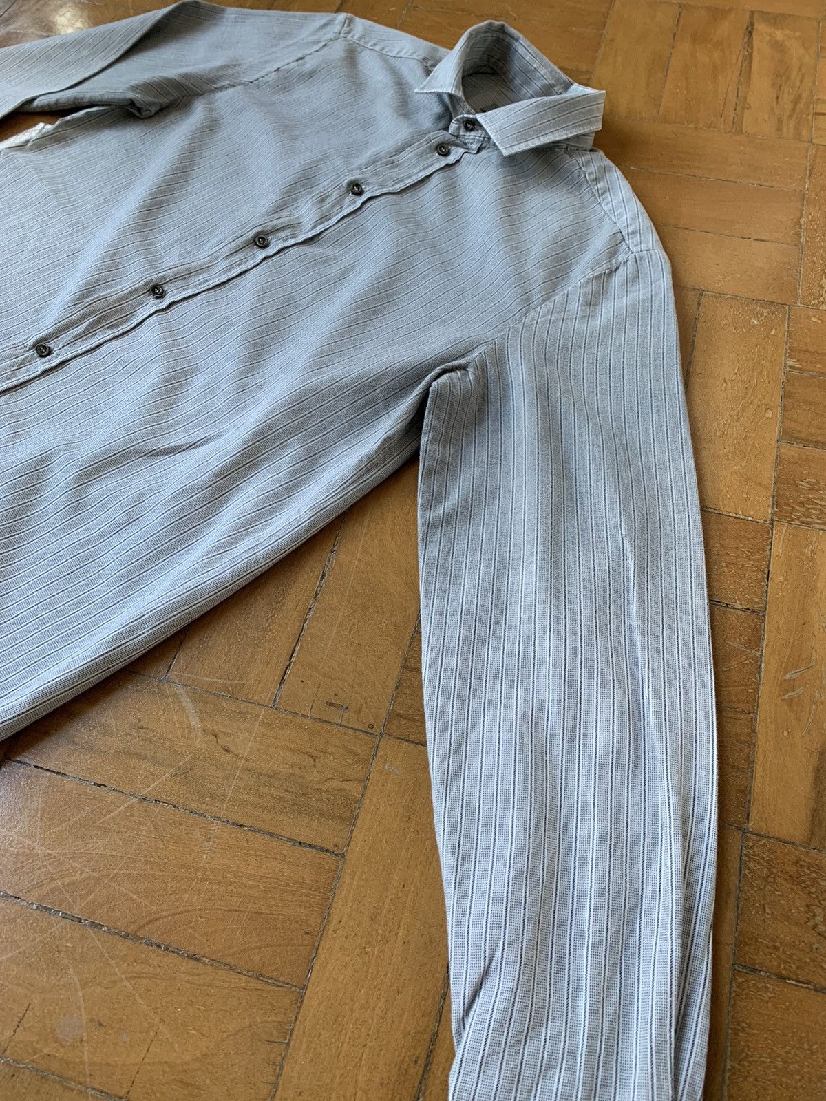 Alexander McQueen McQueen Italian Made Striped Gradient Brushed Cotton Shirt Size US M / EU 48-50 / 2 - 8 Thumbnail