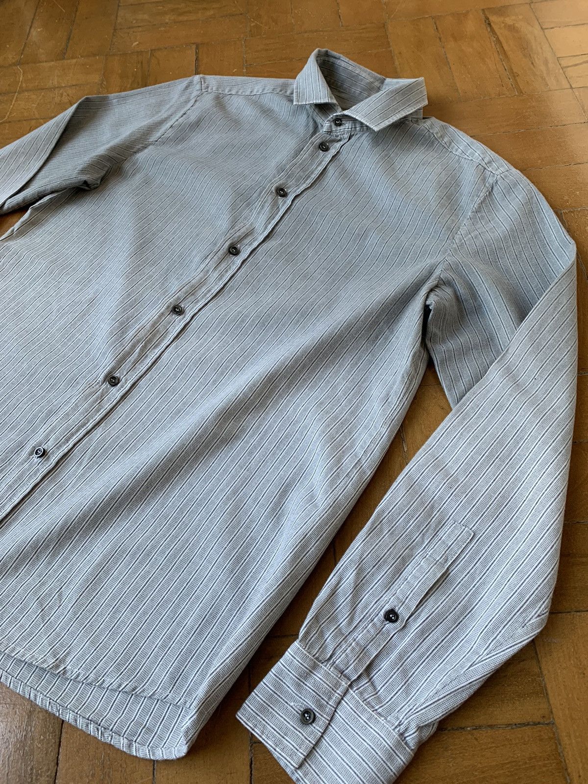Alexander McQueen McQueen Italian Made Striped Gradient Brushed Cotton Shirt Size US M / EU 48-50 / 2 - 3 Thumbnail