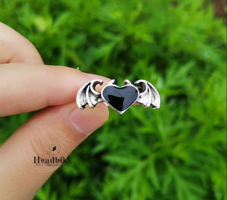 Jewelry Korean Heart Wing Rings Size ONE SIZE - 3 Thumbnail
