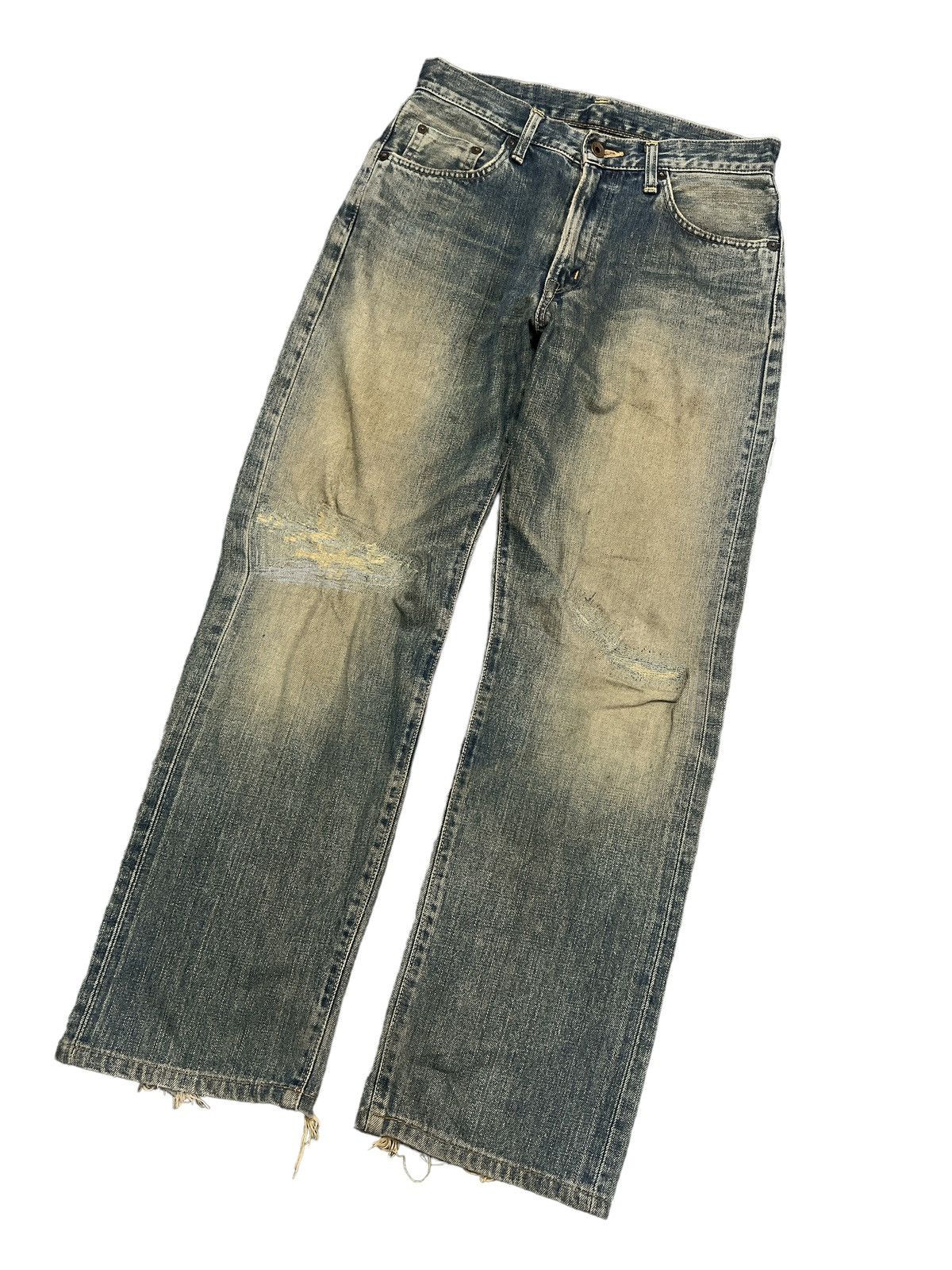 Japanese Brand THRASHED EDWIN 505 SALVAGE DISTRESSED DENIM PANT Size US 29 - 5 Thumbnail