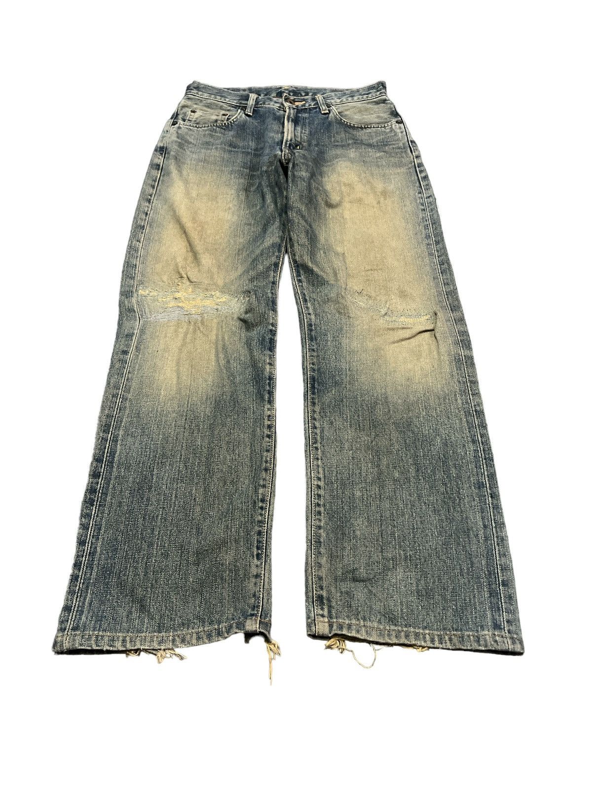 Japanese Brand THRASHED EDWIN 505 SALVAGE DISTRESSED DENIM PANT Size US 29 - 2 Thumbnail