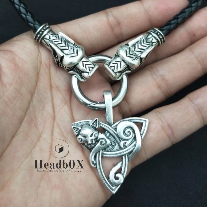 Jewelry Viking Celtic Knot Wolf Head Necklaces Size ONE SIZE - 1 Thumbnail