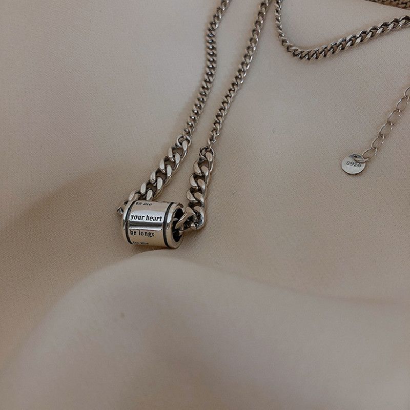 Vintage Cylindrical Letter Pendant Necklace Size ONE SIZE - 1 Thumbnail