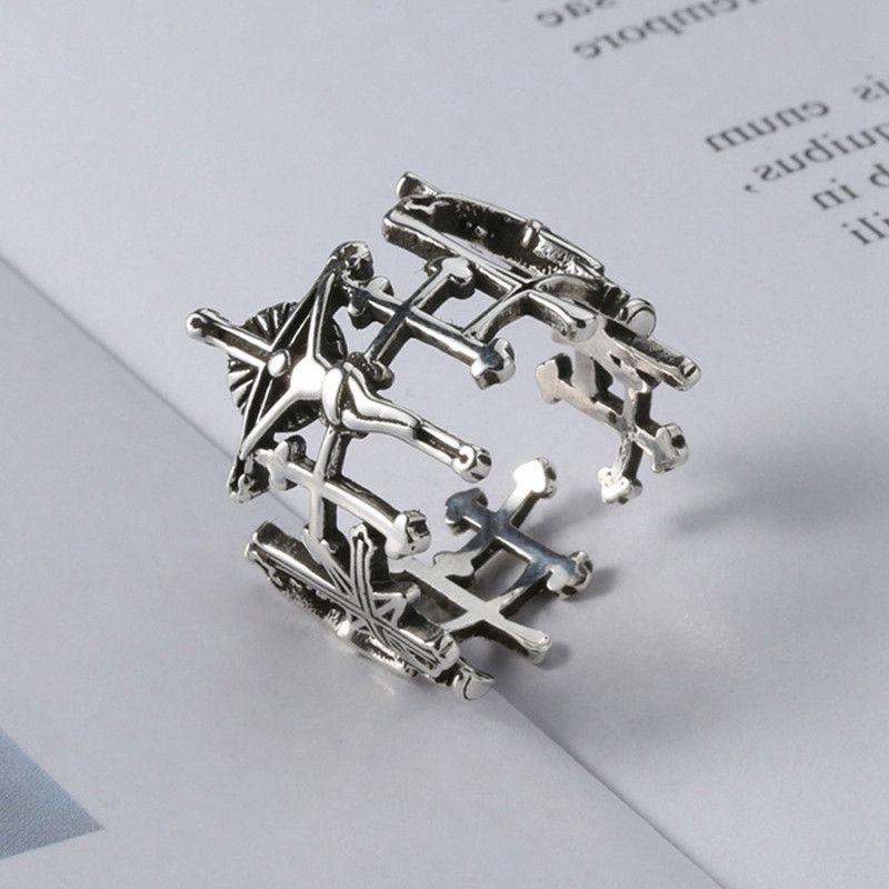 Jewelry Jesus Cross Open Ring Size ONE SIZE - 1 Thumbnail