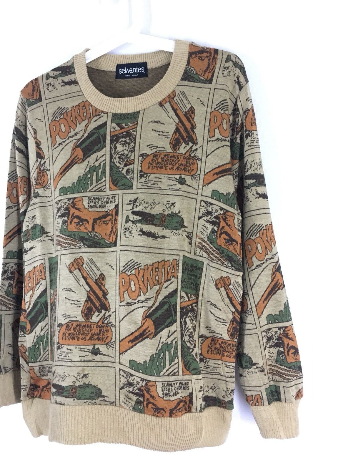 Vintage 1990s Sewantes Japan Comics Printed Knit Sweatshirt Size US M / EU 48-50 / 2 - 3 Thumbnail