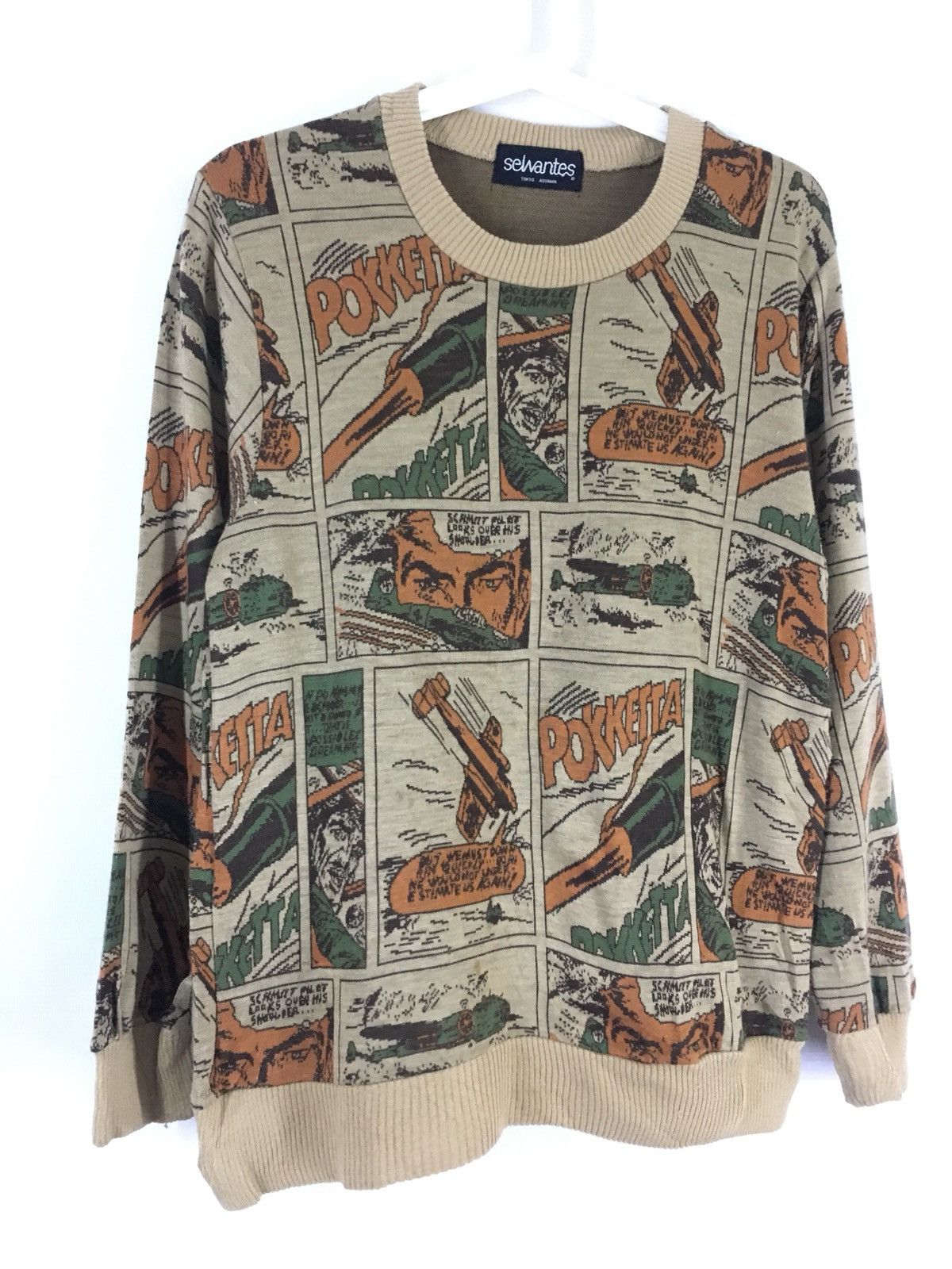 Vintage 1990s Sewantes Japan Comics Printed Knit Sweatshirt Size US M / EU 48-50 / 2 - 2 Thumbnail