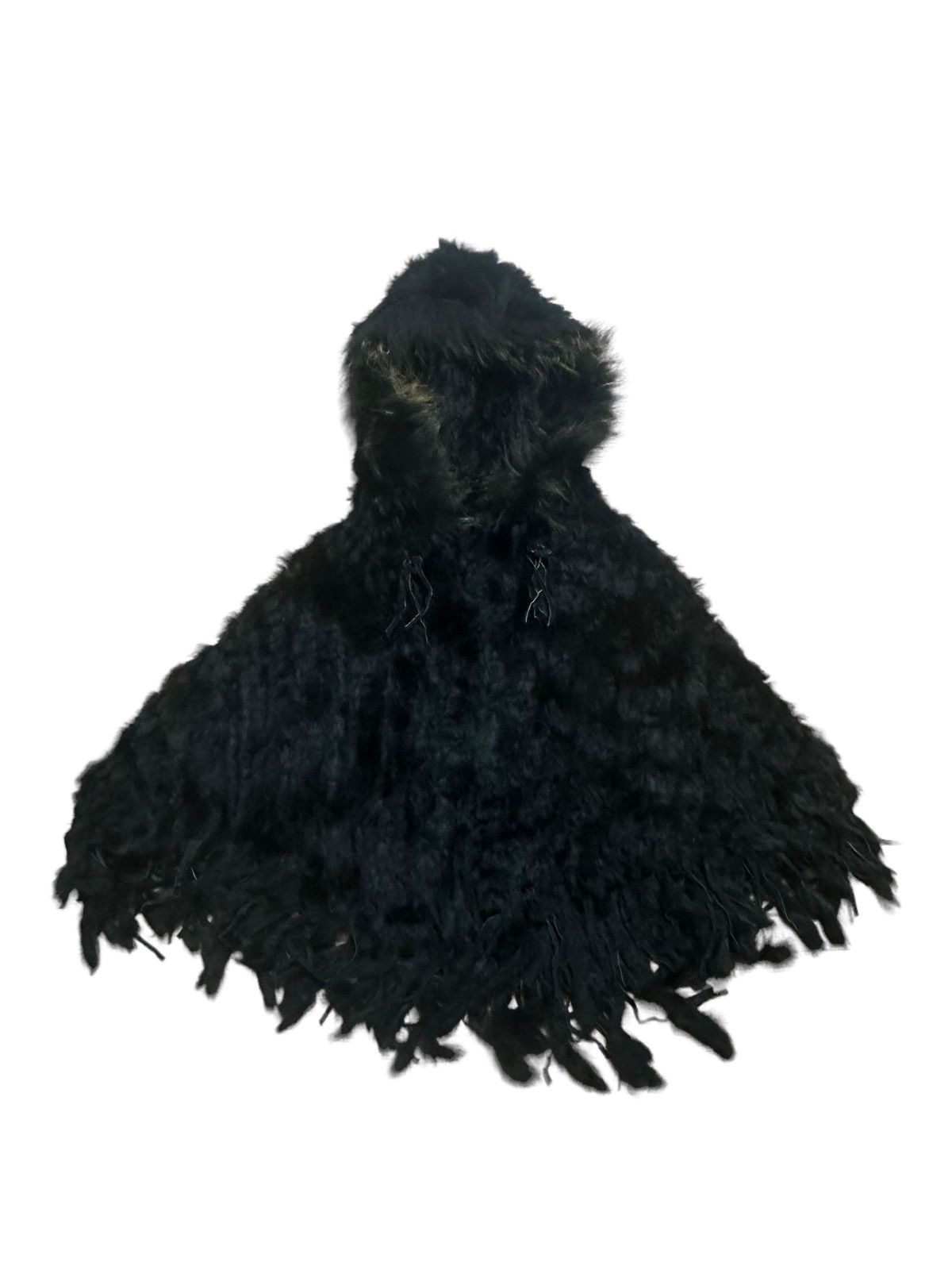 image of Hysteric Glamour x If Six Was Nine Vintage Fur Unusual Ponchos Cape Hoodie in Black (Size Medium)