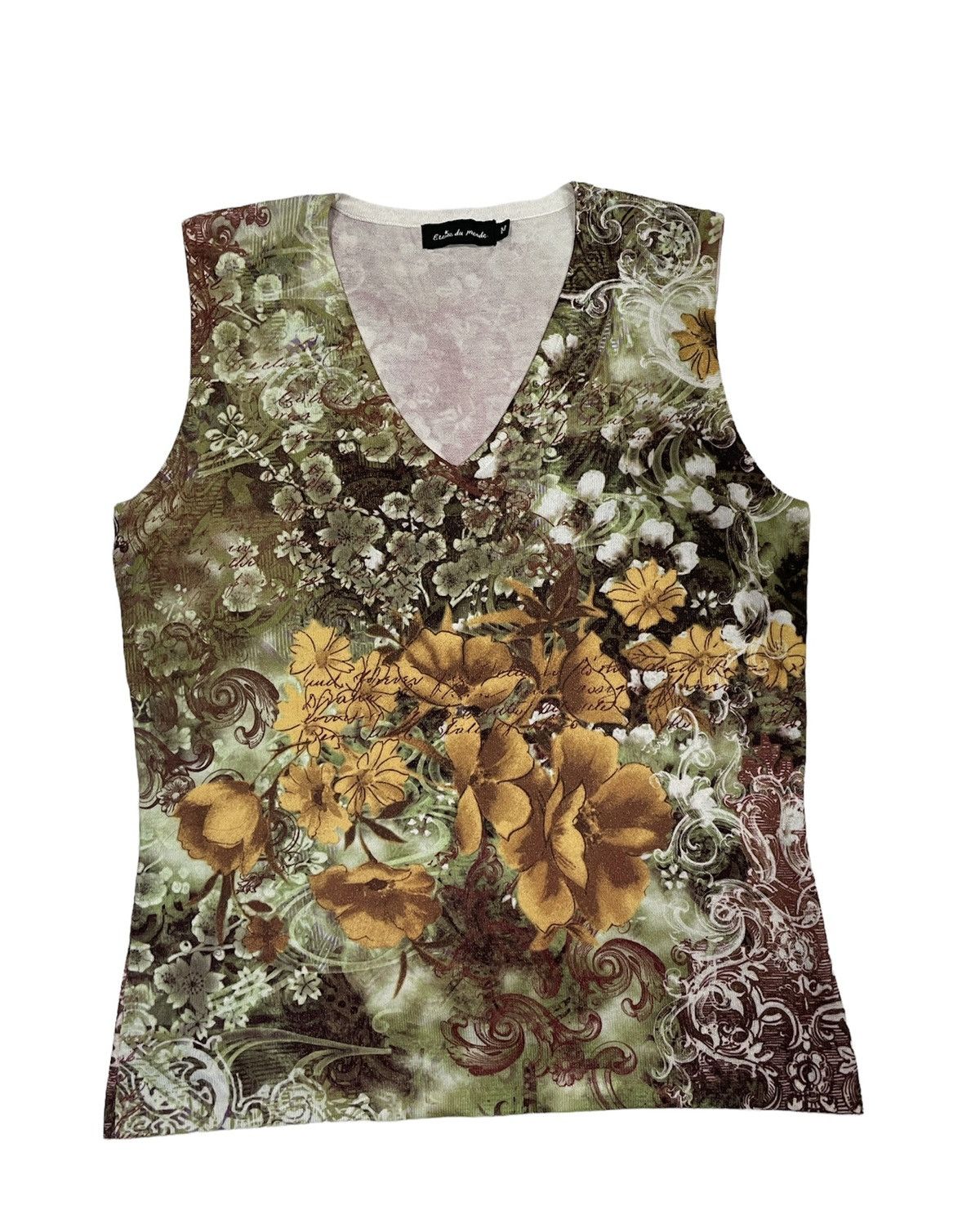 Japanese Brand Etoile Du Monde Top Tank Colorful Drawing Floral art Size M Size US M / EU 48-50 / 2 - 1 Thumbnail
