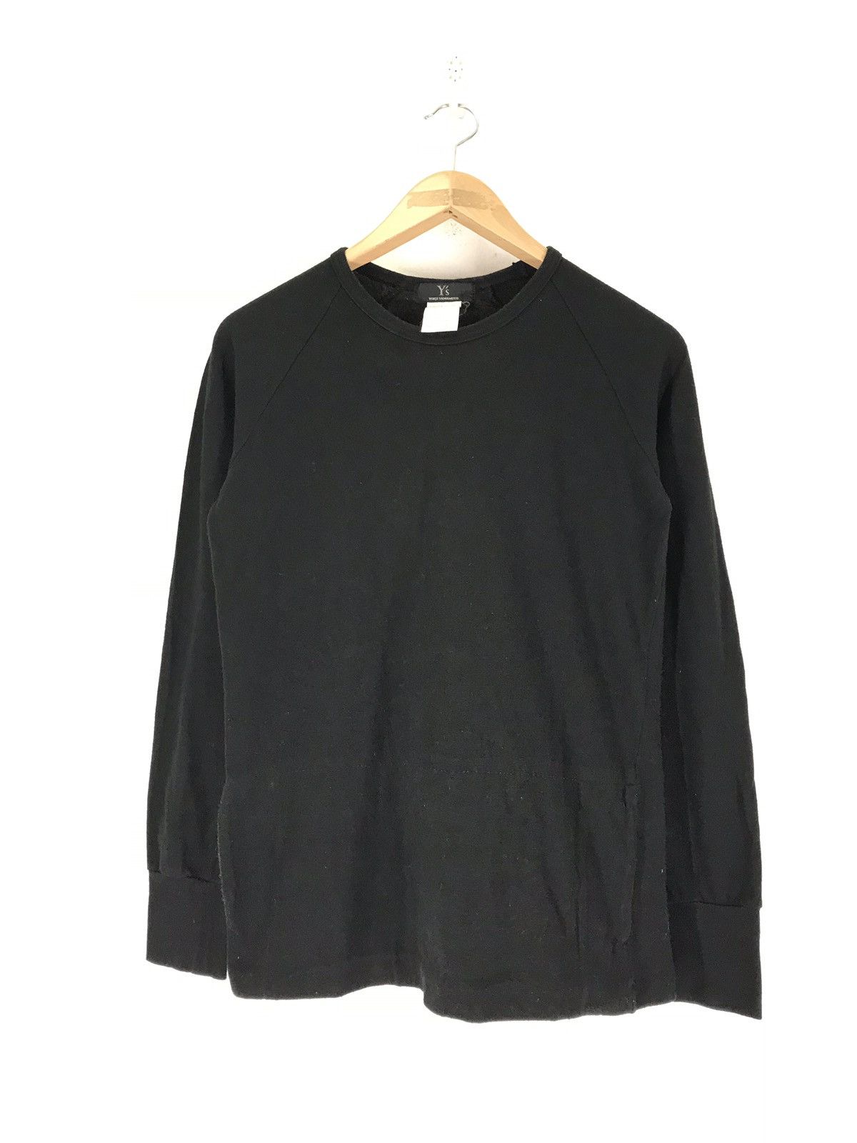Yohji Yamamoto 1990s Yohji Yamamoto Black Heavy Cotton Long Sleeve Tshirt Size US S / EU 44-46 / 1 - 1 Thumbnail