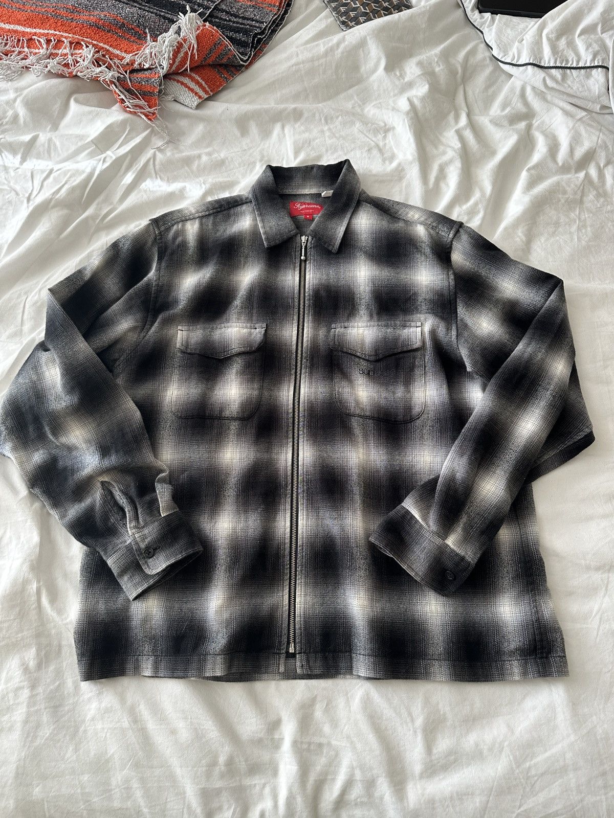 Supreme Supreme Shadow Plaid Flannel Zip Up Shirt | Grailed