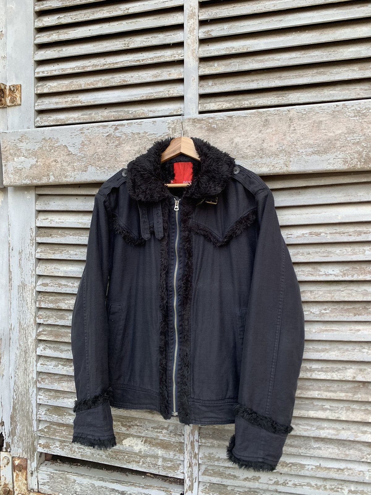 Edwin 👹EDWIN ALL BLACK FLEECE LINED DENIM JACKET Size US L / EU 52-54 / 3 - 1 Thumbnail