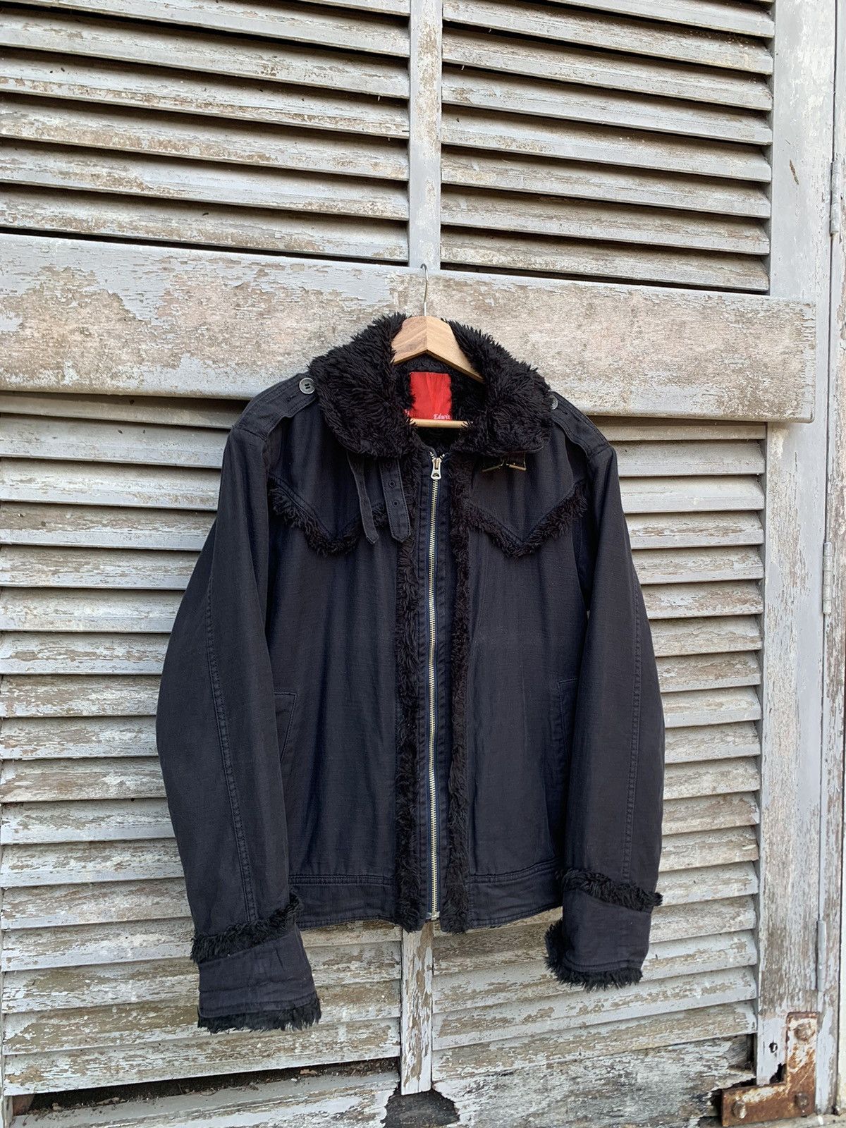 Edwin 👹EDWIN ALL BLACK FLEECE LINED DENIM JACKET Size US L / EU 52-54 / 3 - 3 Thumbnail