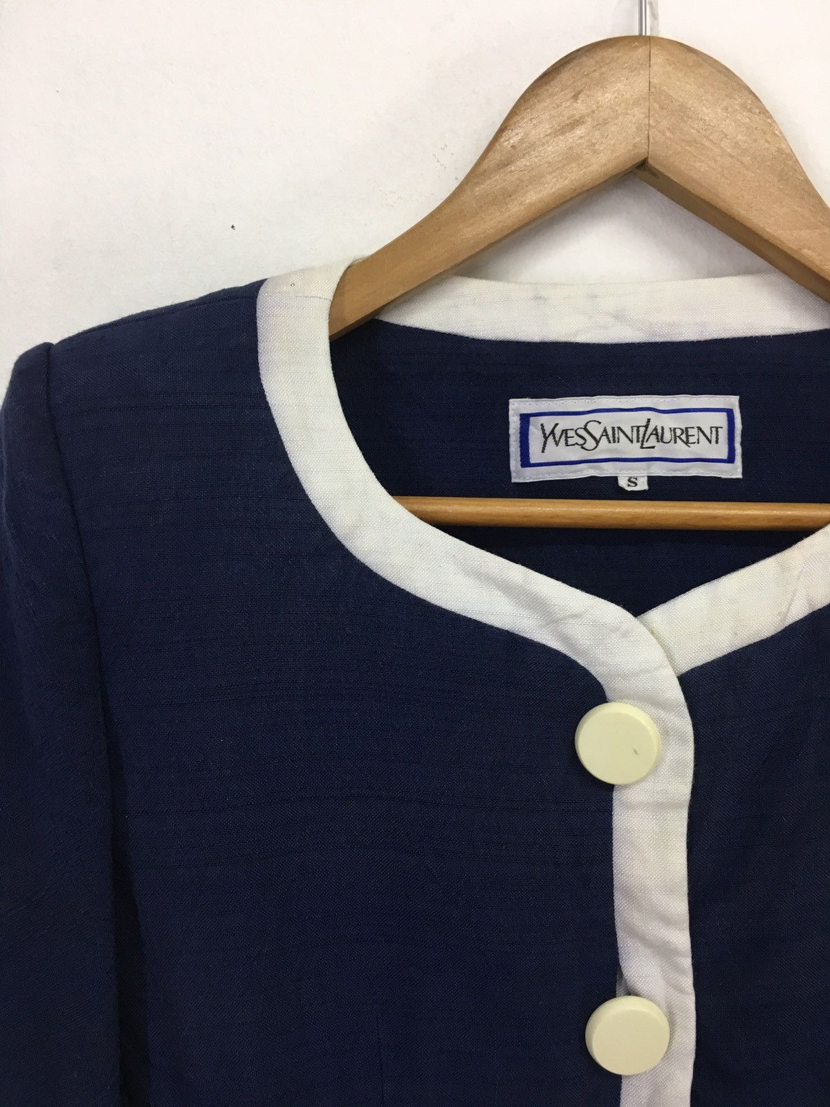 image of Vintage x YVES Saint Laurent Indigo Blue Coat, Men's (Size Small)