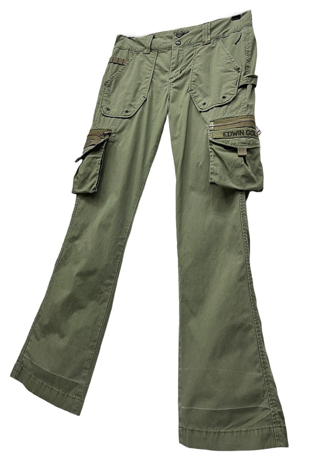 EDWIN Green Army Tactical Military Style Cargo Pocket Flare