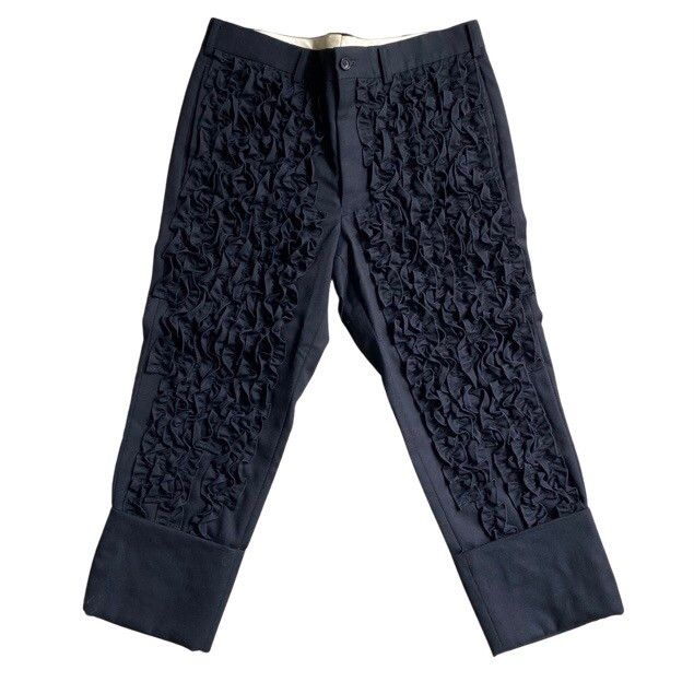 Pre-owned Comme Des Garcons X Comme Des Garcons Homme Plus Ss12 Front Ruffle Turn Up Cropped Pants In Black