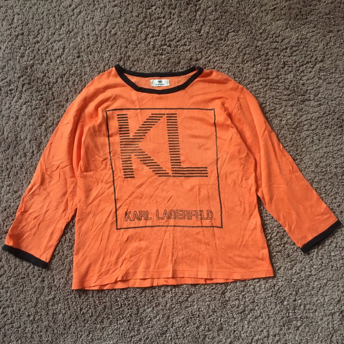 image of Karl Lagerfeld x Vintage Logo Tee in Orange, Men's (Size Medium)