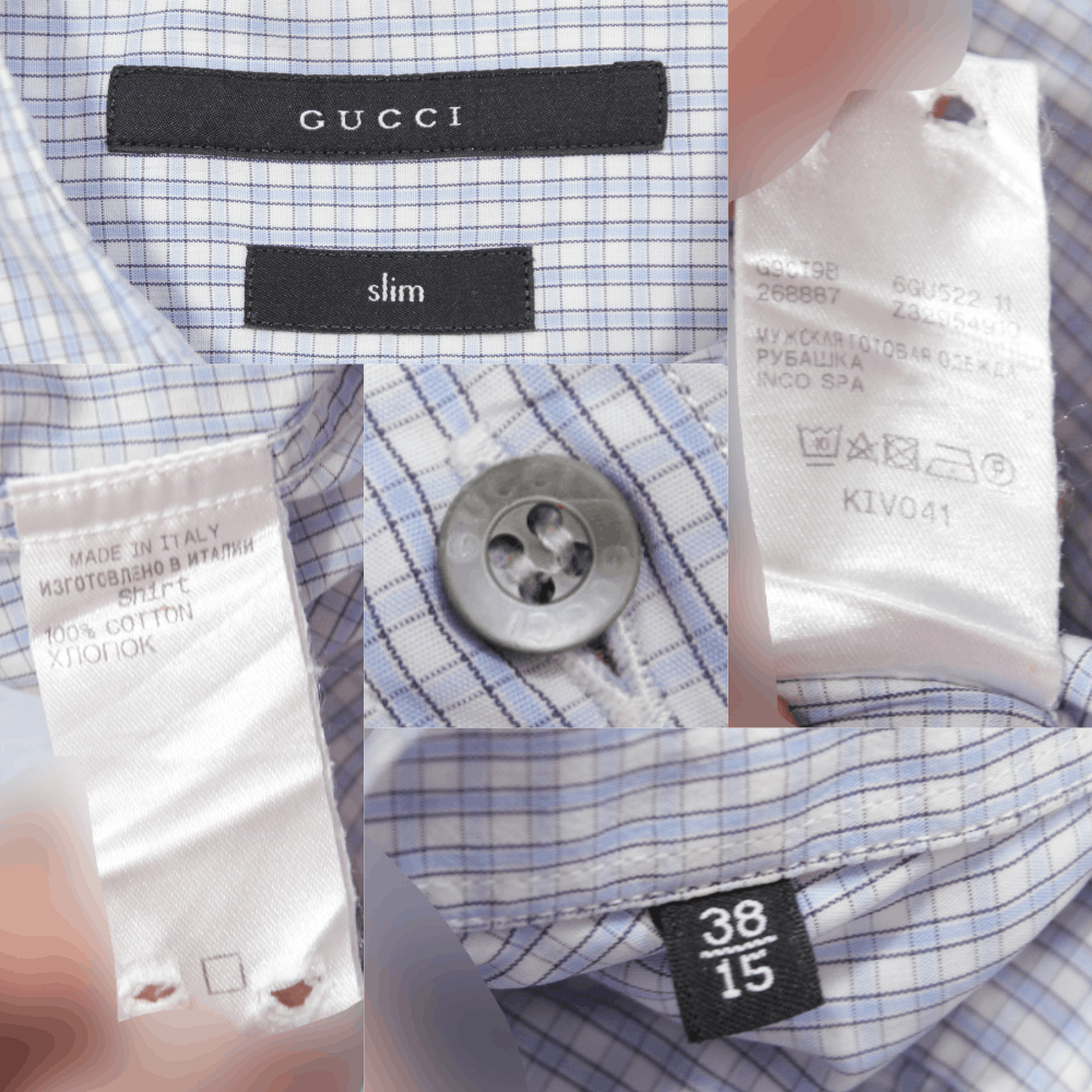 Gucci 90S Plaid Shortsleeve Dress Shirt Vintage Size US M / EU 48-50 / 2 - 8 Thumbnail