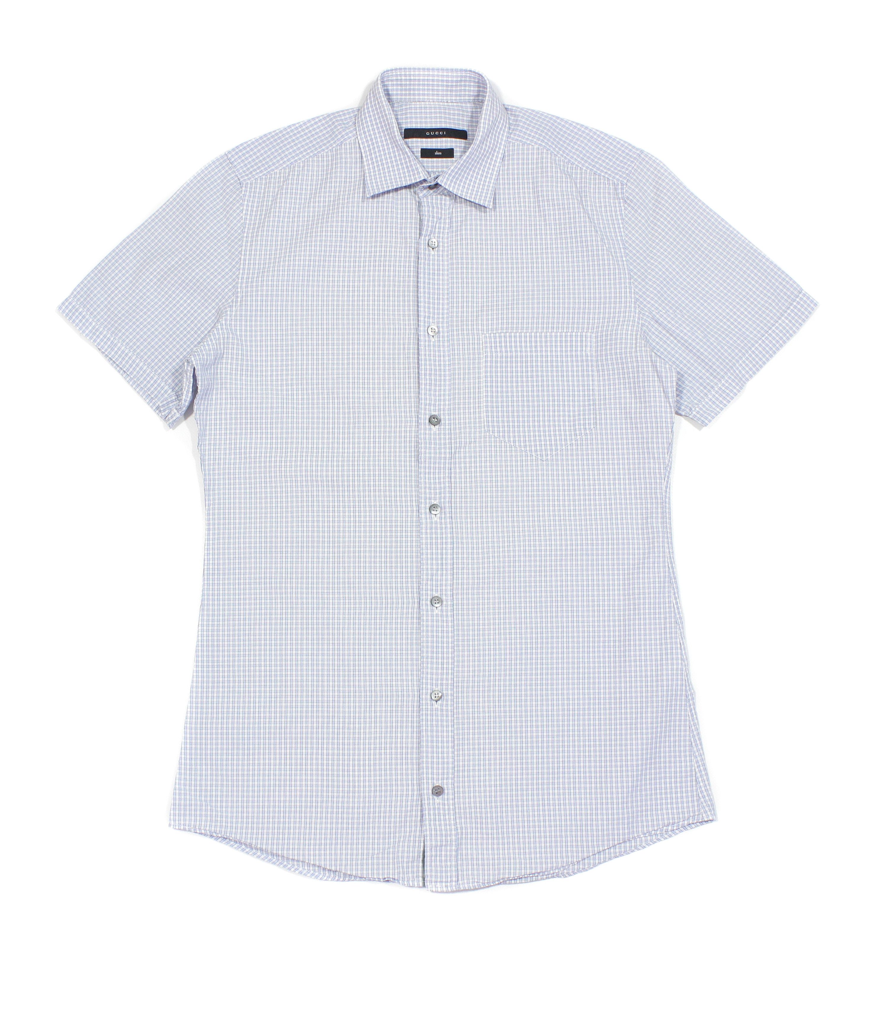 Gucci 90S Plaid Shortsleeve Dress Shirt Vintage Size US M / EU 48-50 / 2 - 1 Thumbnail
