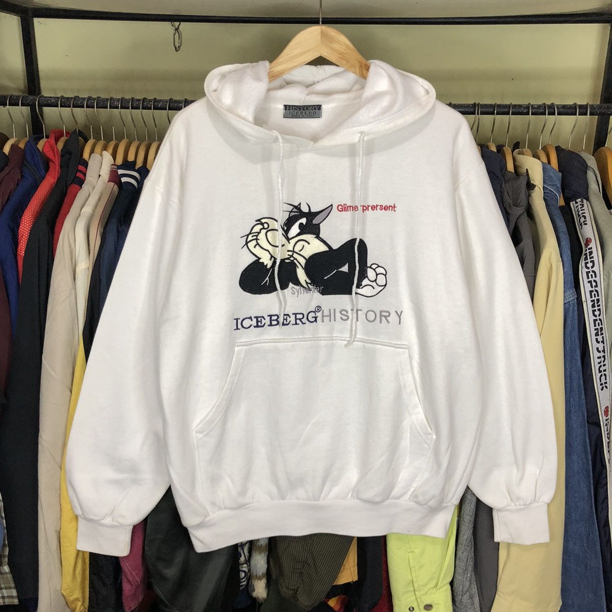 image of Iceberg Vintage Ice Berg Hoodie Hystory in White, Men's (Size Large)