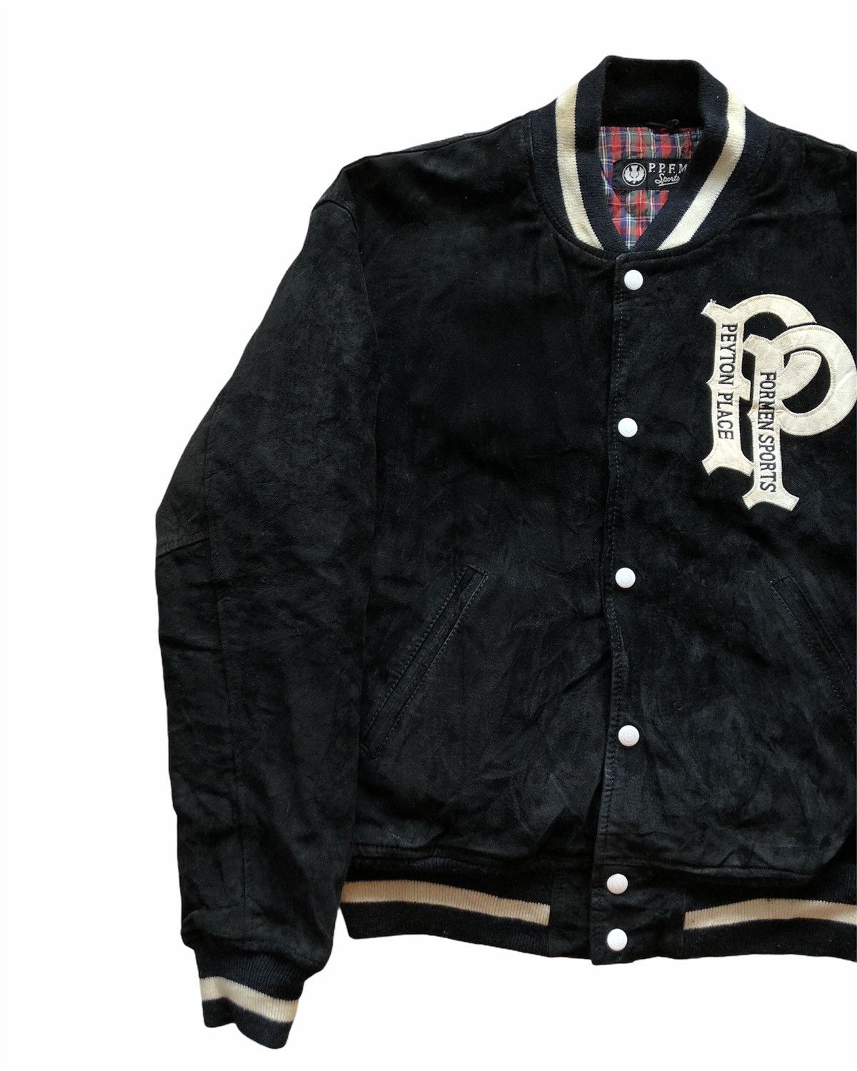 PPFM 1990s PPFM Black Suede Leather Sports Varsity Jacket Size US M / EU 48-50 / 2 - 4 Thumbnail